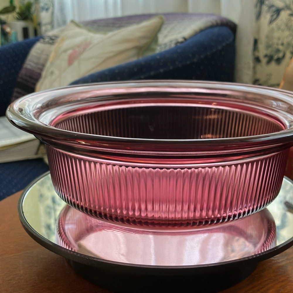VINTAGE CORNING VISION CRANBERRY 24oz RIBBED LIDDED CASSEROLE DISH V-30-B - Picture 9 of 11